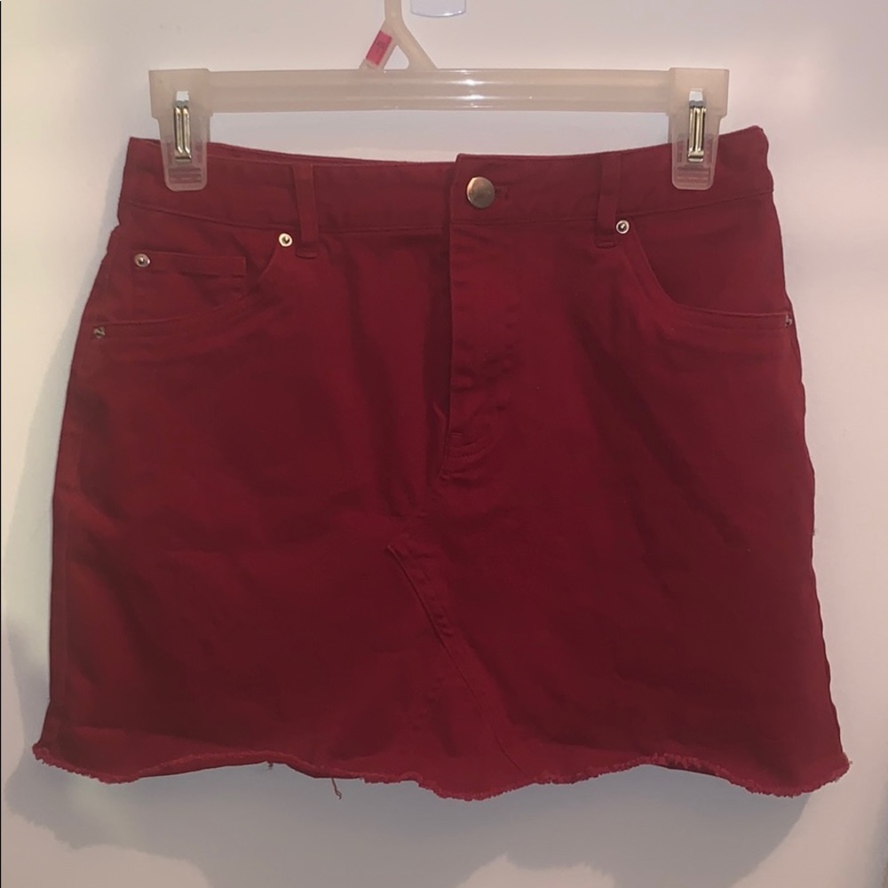 Red jean skirt from Forever21